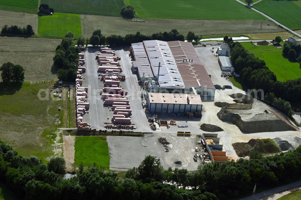 Egenhofen from the bird's eye view: Building and production halls on the premises of Ziegelsysteme Michael Kellerer in Egenhofen in the state Bavaria, Germany