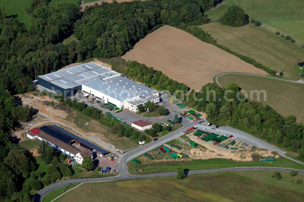 Aerial image Ravenstein - Building and production halls on the premises of Zuern Harvesting GmbH & Co. KG at Eichenstrasse in Ravenstein in the state Baden-Wurttemberg, Germany