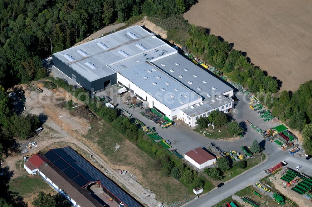 Ravenstein from the bird's eye view: Building and production halls on the premises of Zuern Harvesting GmbH & Co. KG at Eichenstrasse in Ravenstein in the state Baden-Wurttemberg, Germany