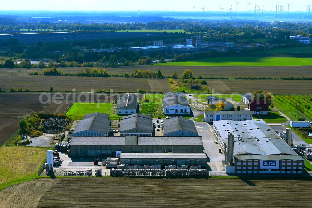 Werneuchen from above - Building and production halls on the premises ZUEGG Deutschland GmbH in Werneuchen in the state Brandenburg, Germany