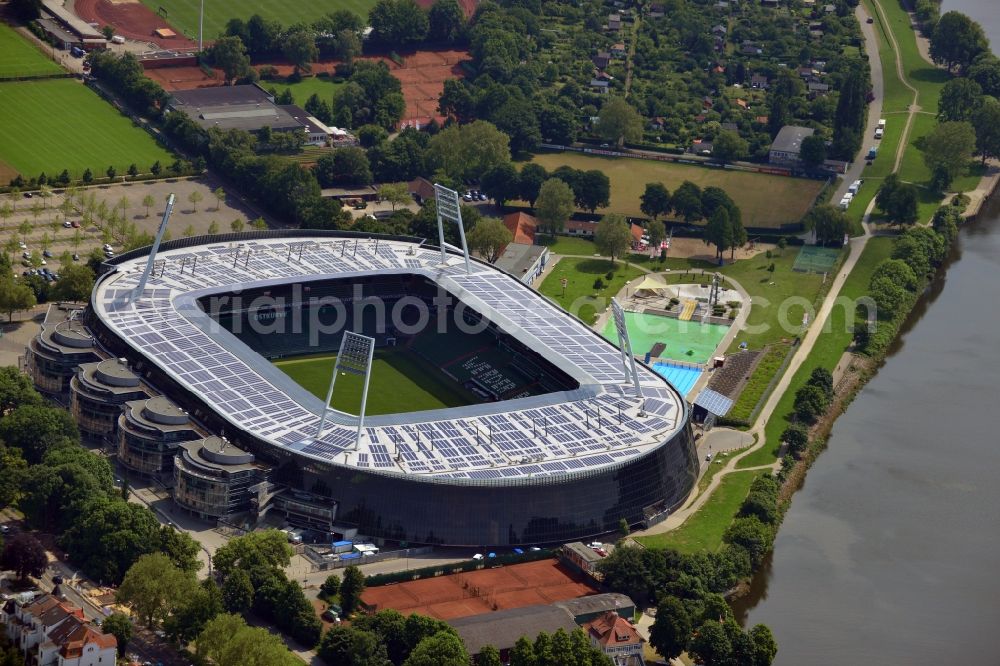 Bremen from above - The Weser Stadium in Bremen, the stadium of the Bundesliga club Werder Bremen