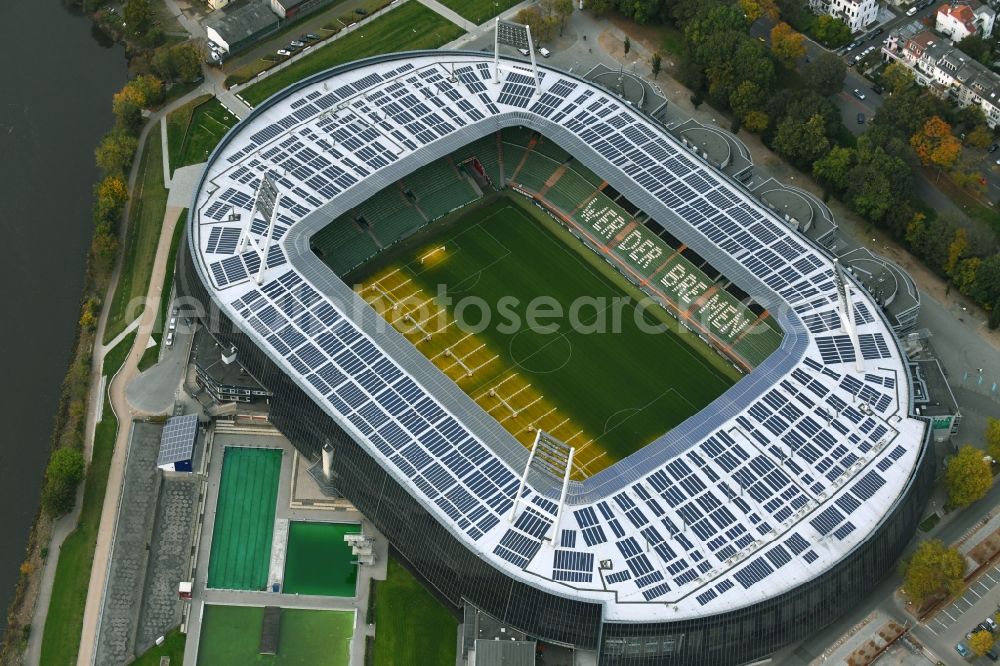 Aerial photograph Bremen - The Weser Stadium in Bremen, the stadium of the Bundesliga club Werder Bremen