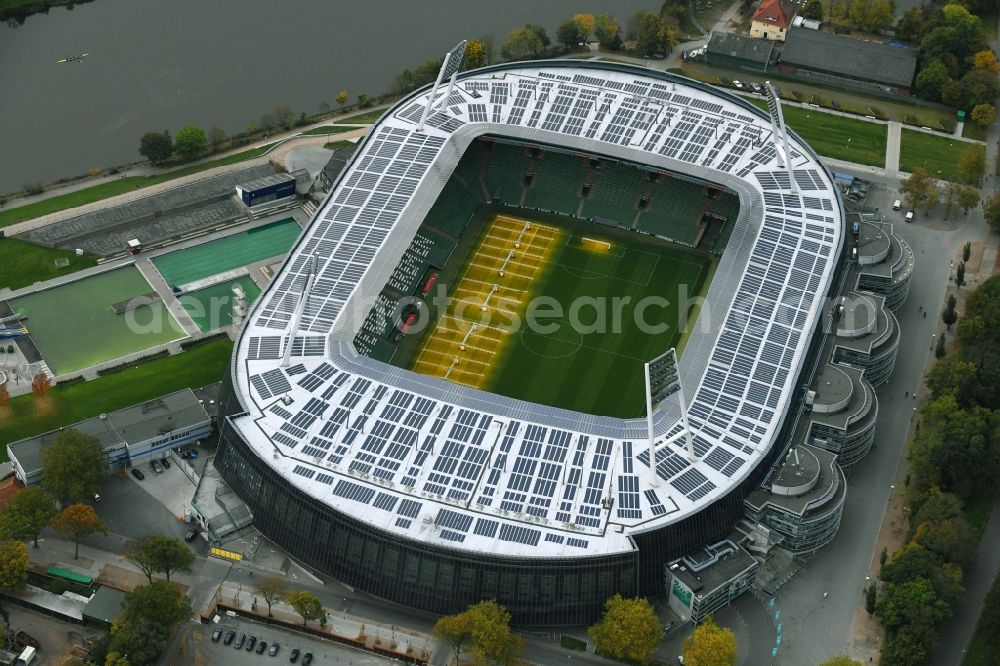 Aerial photograph Bremen - The Weser Stadium in Bremen, the stadium of the Bundesliga club Werder Bremen