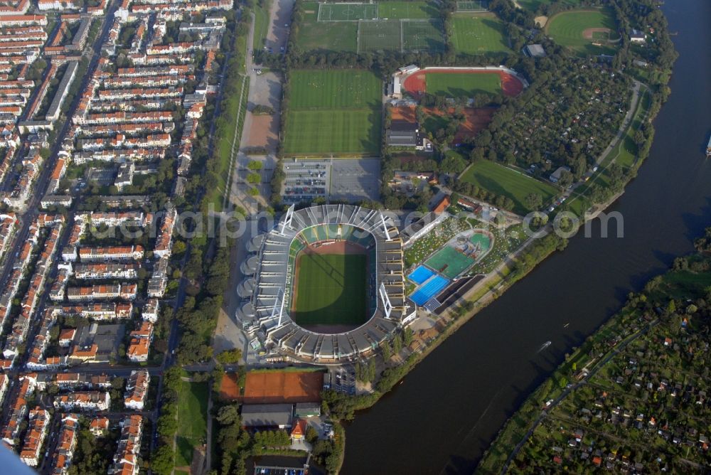 Bremen from above - The Weser Stadium in Bremen, the stadium of the Bundesliga club Werder Bremen