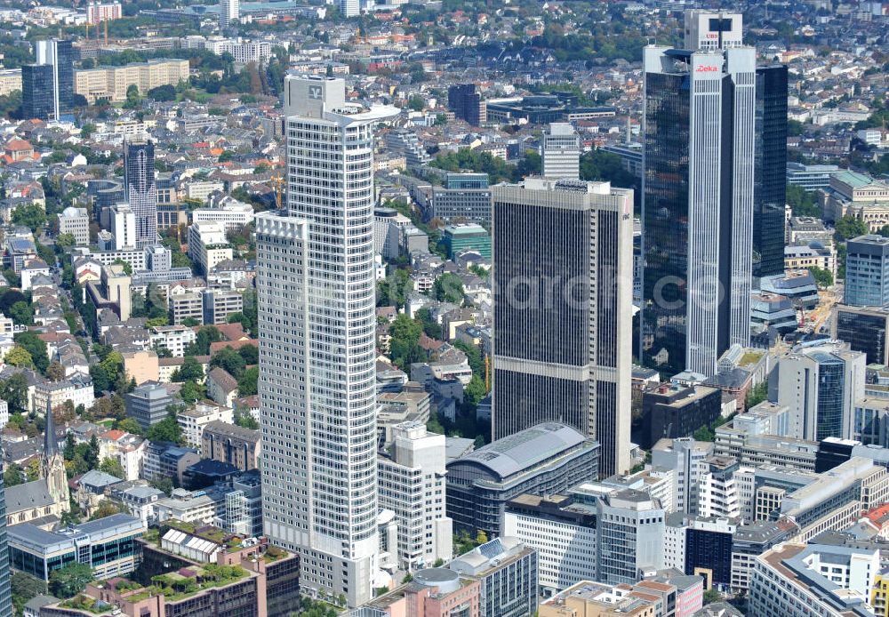 FRANKFURT AM MAIN from above - Skyscraper in Frankfurt am Main which is in combination with the city tower the German central bank