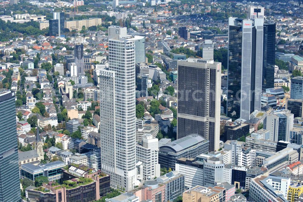 Aerial image FRANKFURT AM MAIN - Skyscraper in Frankfurt am Main which is in combination with the city tower the German central bank