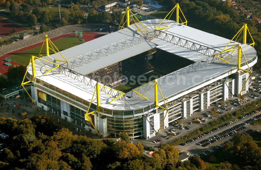 Dortmund from above - Blick auf das Westfalenstadion in Dortmund. Dortmund Soccer stadium Westfalenstadion.