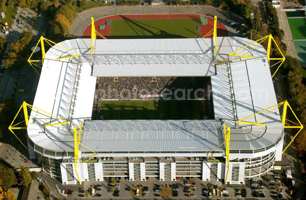 Dortmund from the bird's eye view: Blick auf das Westfalenstadion in Dortmund. Dortmund Soccer stadium Westfalenstadion.