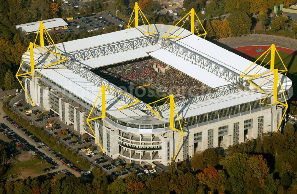 Aerial image Dortmund - Blick auf das Westfalenstadion in Dortmund. Dortmund Soccer stadium Westfalenstadion.