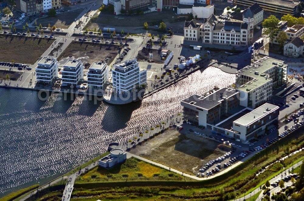 Aerial photograph Dortmund - Western shores of the artificial Phoenix See on site of the former steel works Phoenix-Ost in Dortmund in the state of North Rhine-Westphalia