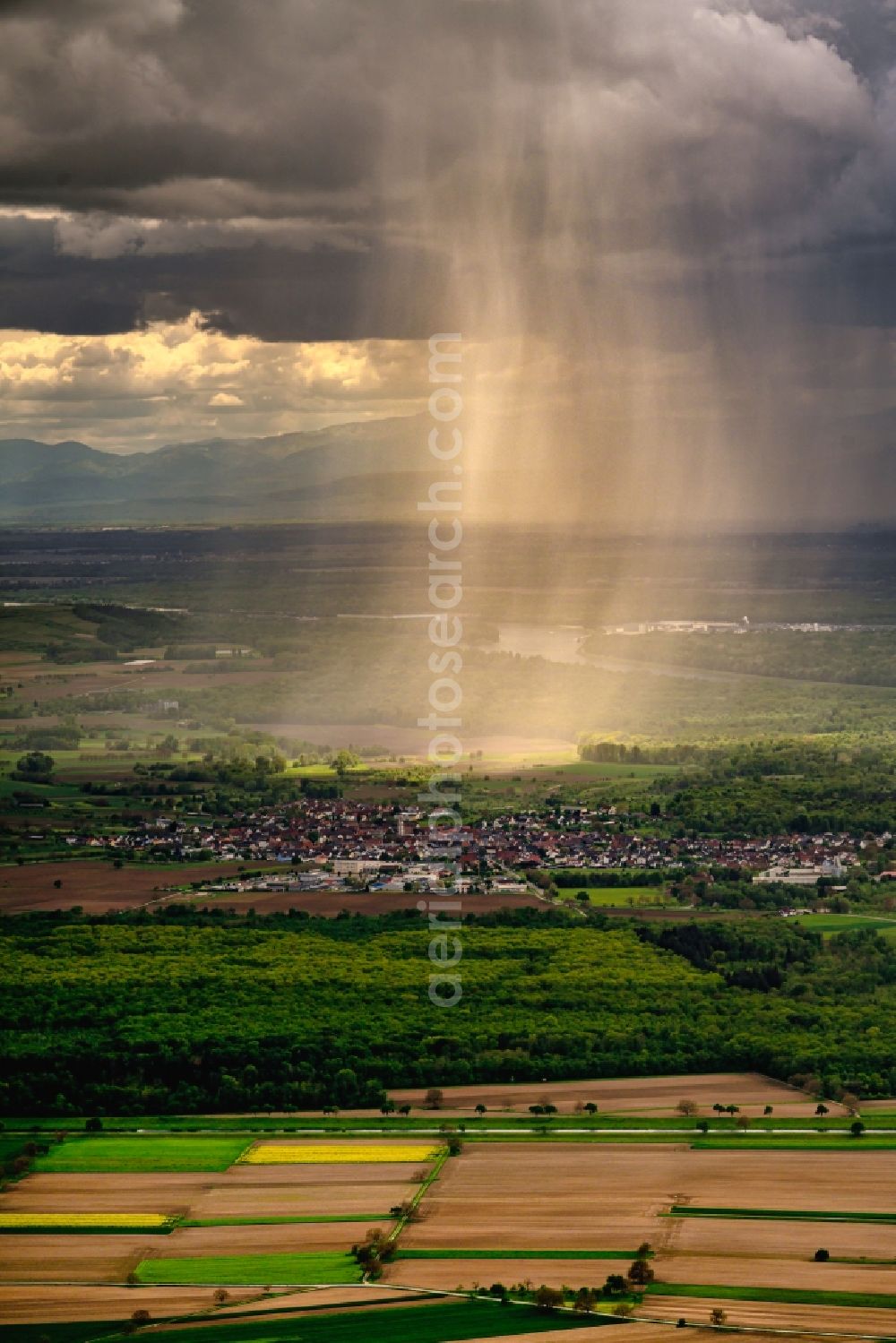 Aerial photograph Rheinhausen - Haze and precipitation conditions in Rheinhausen in the state Baden-Wuerttemberg, Germany