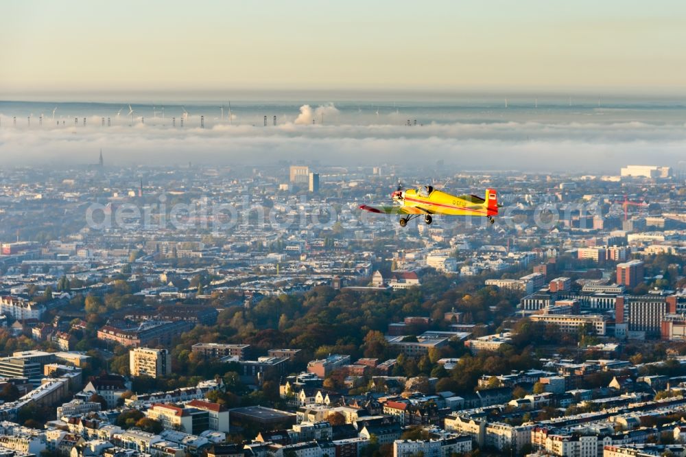 Aerial photograph Hamburg - Weather with layered fog cover in Hamburg, Germany