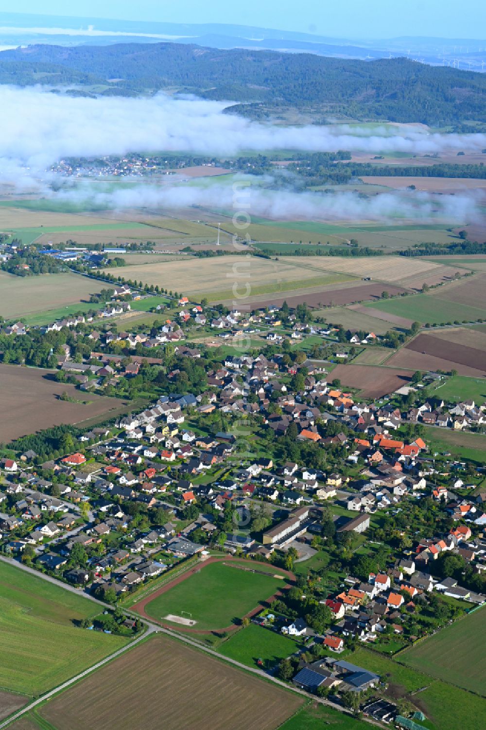 Aerial photograph Deensen - Weather conditions with cloud formation in Deensen in the state Lower Saxony, Germany