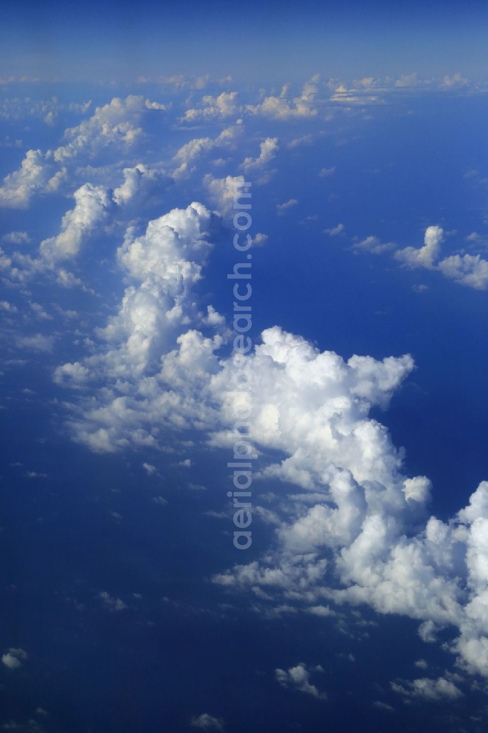 Lanzarote from the bird's eye view: Weather conditions with cloud formation over the Atlantic Ocean north of Lanzarote, Canary Islands, Spain