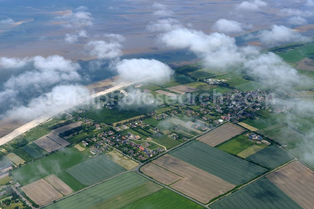 Aerial image Utersum - Weather conditions with cloud formation above Utersum in the state Schleswig-Holstein