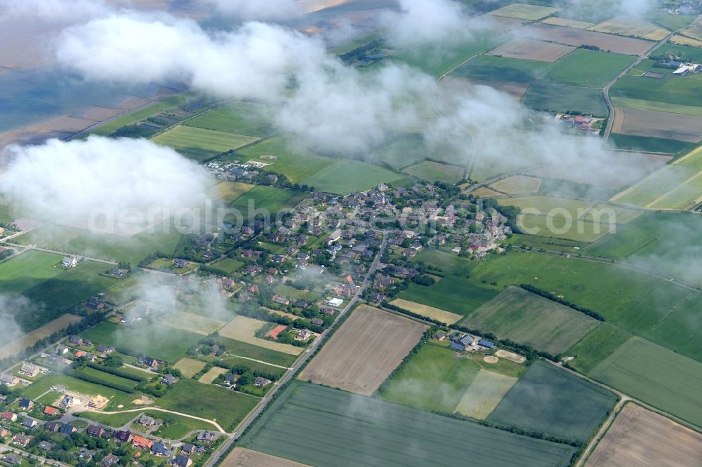 Aerial photograph Utersum - Weather conditions with cloud formation above Utersum in the state Schleswig-Holstein