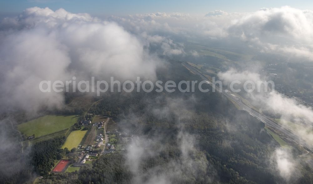 Aerial photograph Bestwig - Weather conditions with cloud formation in Bestwig in the state North Rhine-Westphalia, Germany