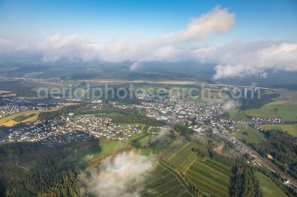 Aerial photograph Bestwig - Weather conditions with cloud formation in Bestwig in the state North Rhine-Westphalia, Germany