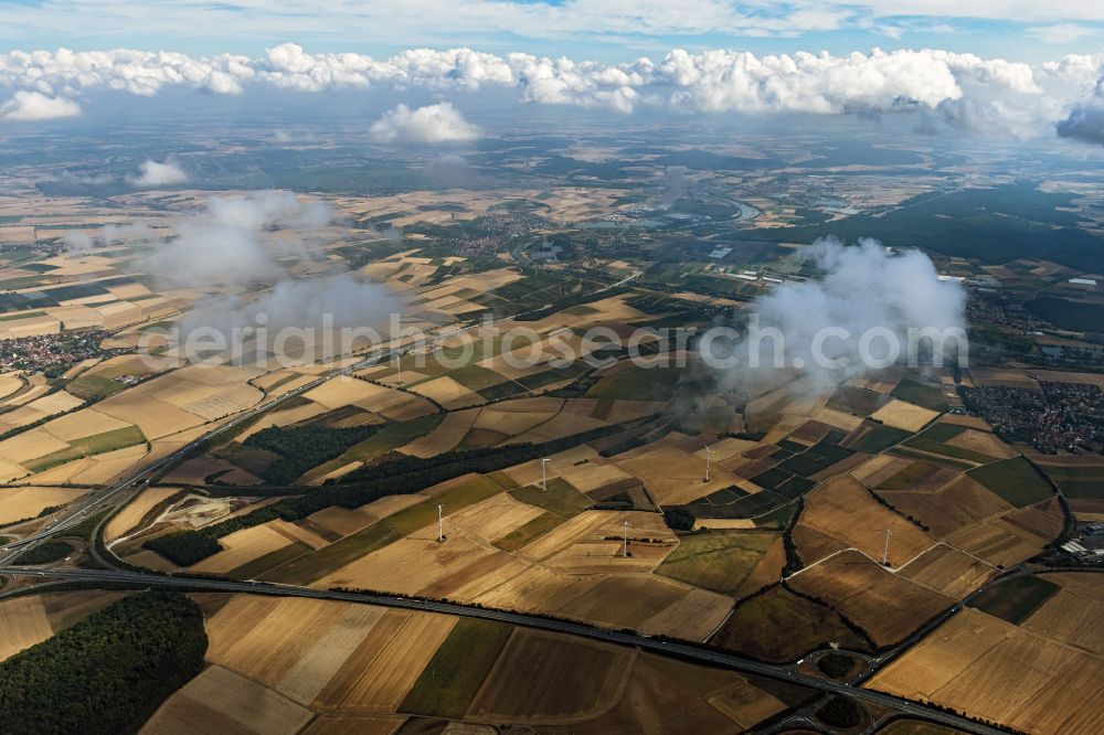 Aerial photograph Biebelried - Weather conditions with cloud formation in Biebelried in the state Bavaria, Germany