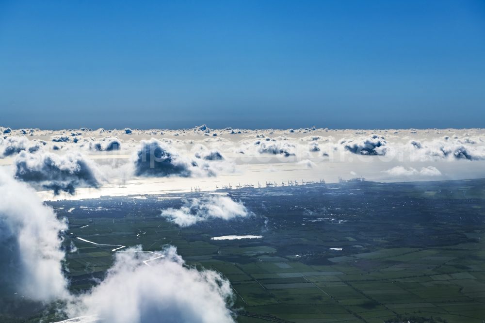 Bremerhaven from above - Weather conditions with cloud formation in Bremerhaven in the state Bremen, Germany