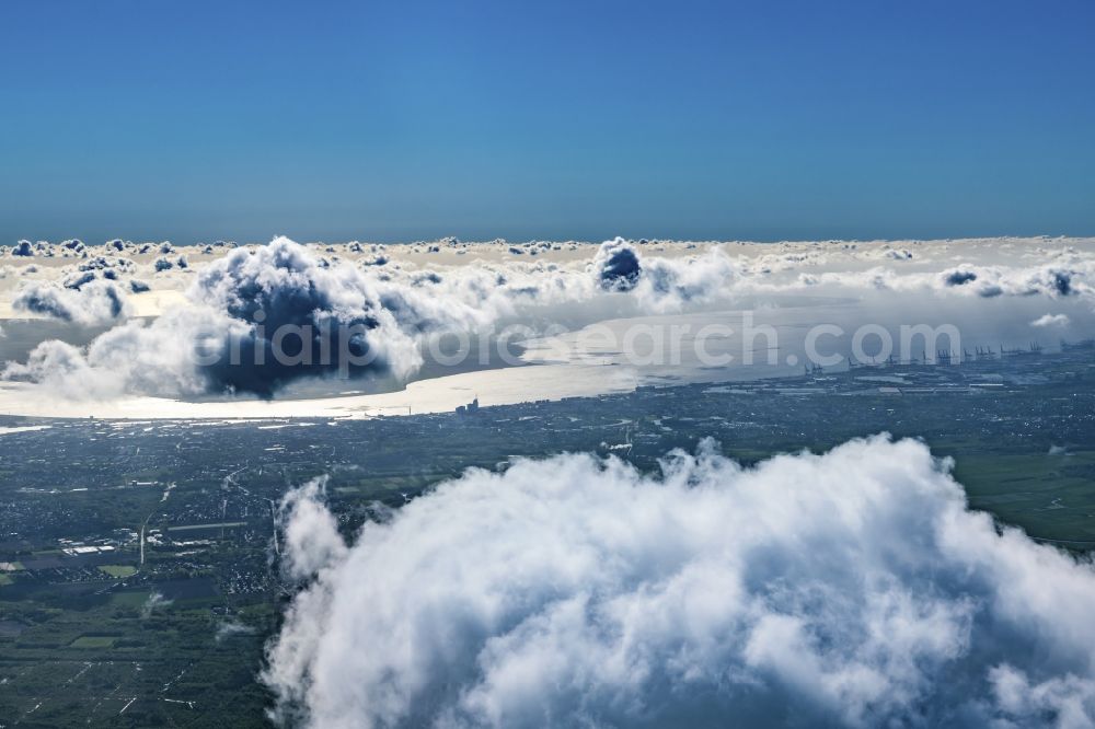 Bremerhaven from the bird's eye view: Weather conditions with cloud formation in Bremerhaven in the state Bremen, Germany