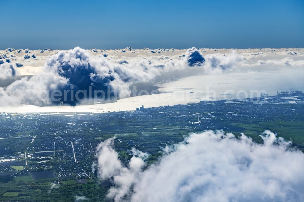 Aerial image Bremerhaven - Weather conditions with cloud formation in Bremerhaven in the state Bremen, Germany