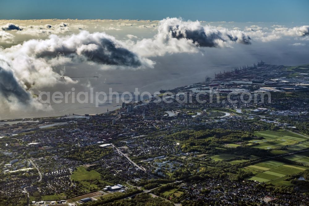 Aerial photograph Bremerhaven - Weather conditions with cloud formation in Bremerhaven in the state Bremen, Germany