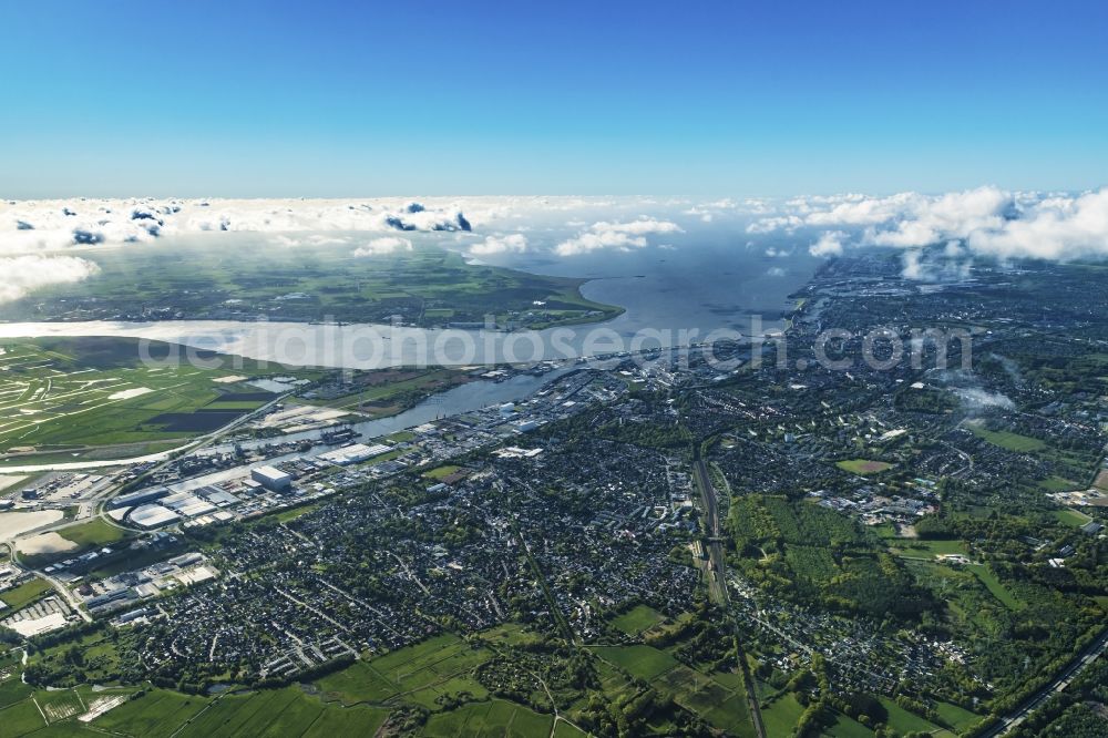 Bremerhaven from above - Weather conditions with cloud formation in Bremerhaven in the state Bremen, Germany