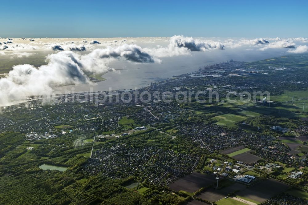 Bremerhaven from the bird's eye view: Weather conditions with cloud formation in Bremerhaven in the state Bremen, Germany