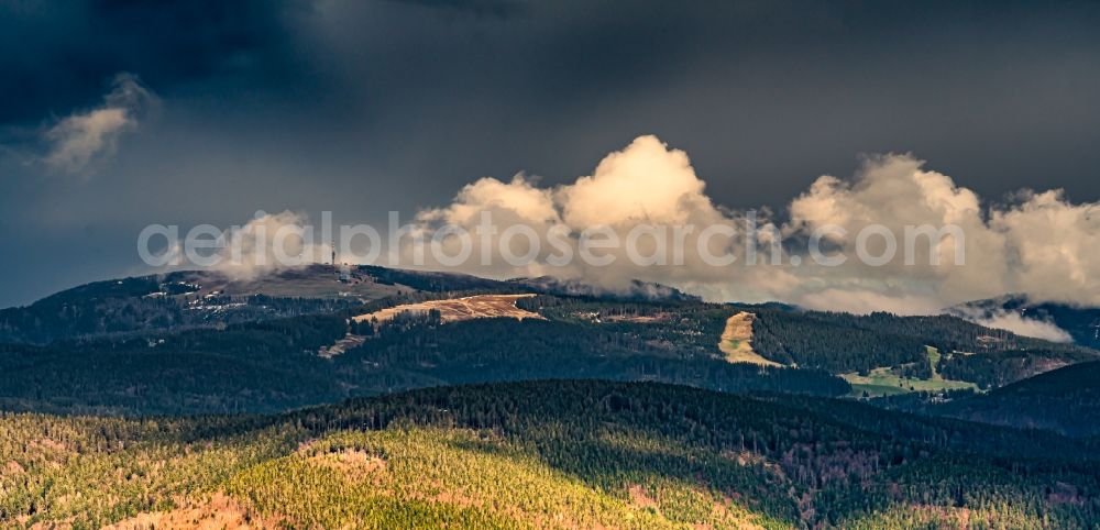 Feldberg (Schwarzwald) from above - Weather conditions with cloud formation on Feldberg in Feldberg (Schwarzwald) at Schwarzwald in the state Baden-Wuerttemberg, Germany