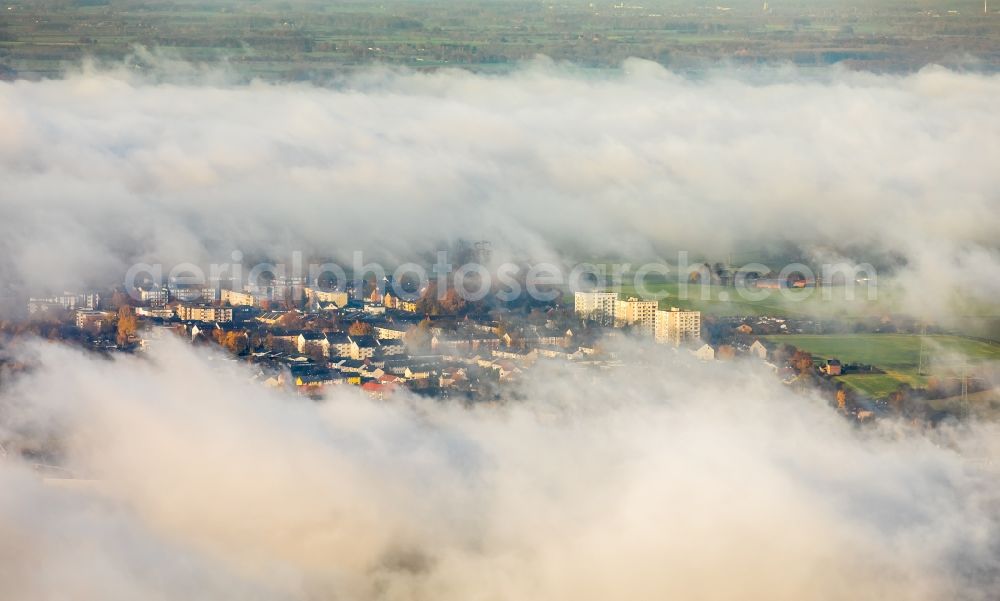 Aerial image Hamm - Weather conditions with cloud formation over the city center in Hamm in the state North Rhine-Westphalia, Germany