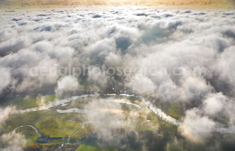 Hamm from the bird's eye view: Weather conditions with cloud formation over the city center in Hamm in the state North Rhine-Westphalia, Germany