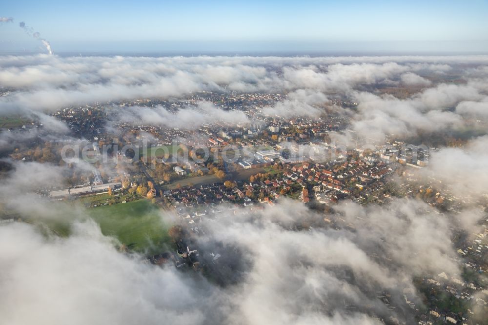 Aerial image Hamm - Weather conditions with cloud formation over the city center in Hamm in the state North Rhine-Westphalia, Germany