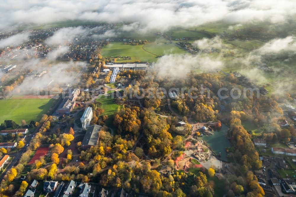 Aerial photograph Hamm - Weather conditions with cloud formation over the city center in Hamm in the state North Rhine-Westphalia, Germany