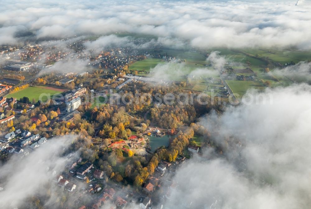 Hamm from above - Weather conditions with cloud formation over the city center in Hamm in the state North Rhine-Westphalia, Germany