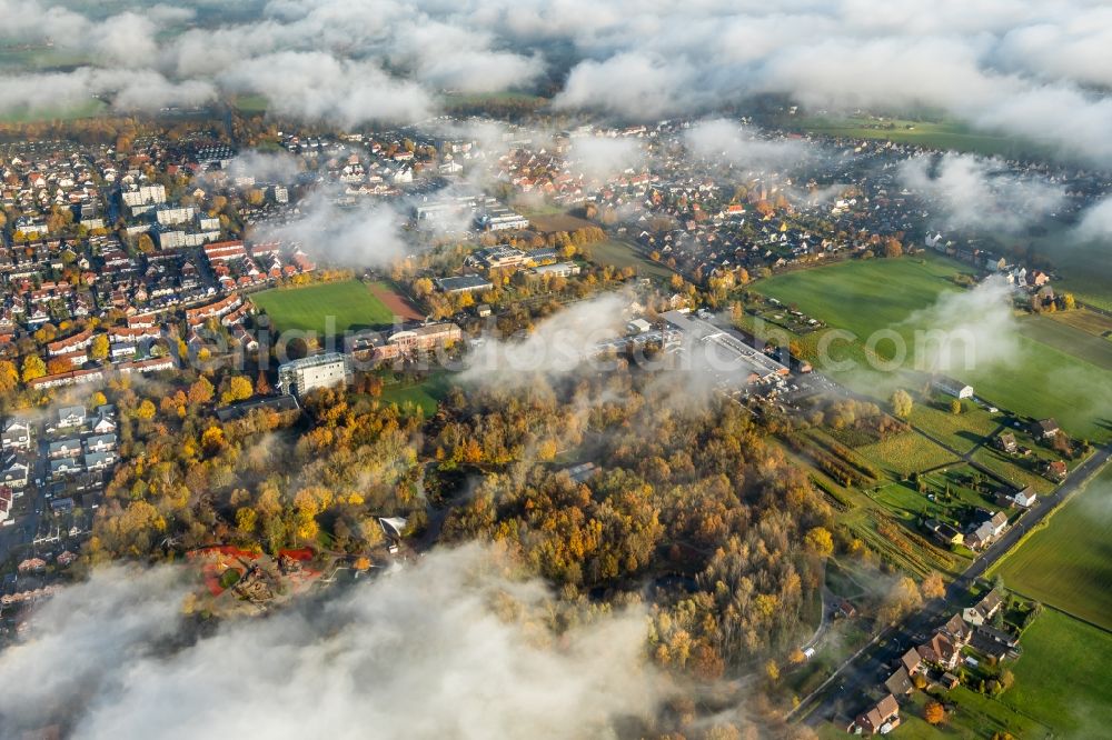 Aerial image Hamm - Weather conditions with cloud formation over the city center in Hamm in the state North Rhine-Westphalia, Germany