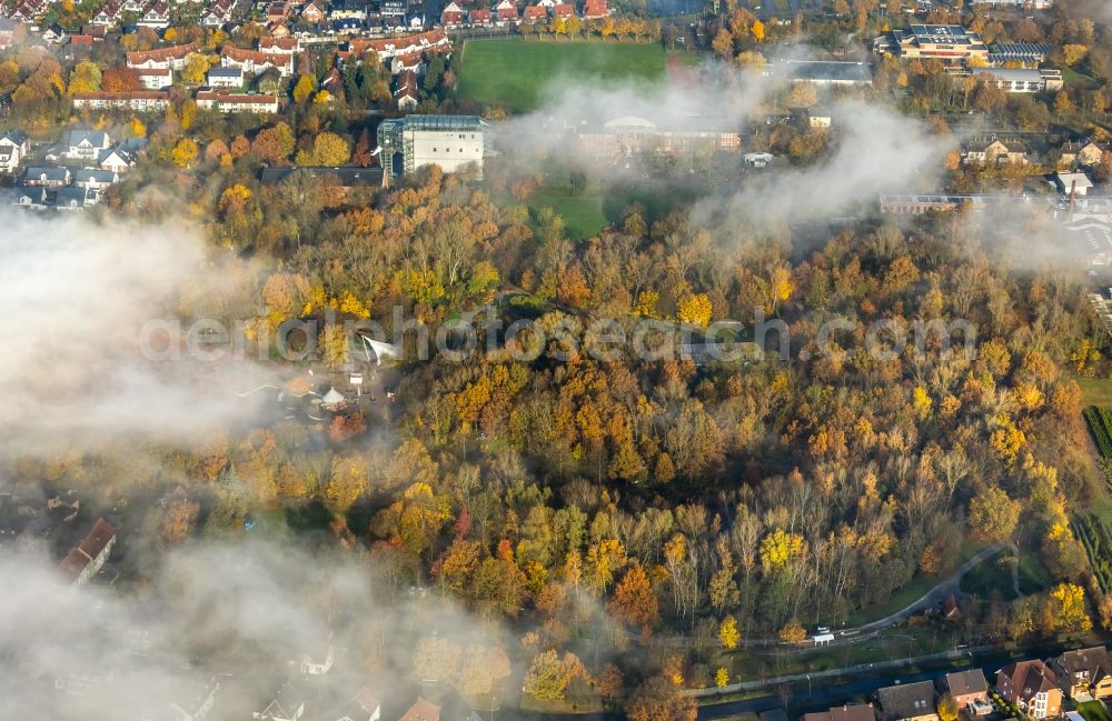 Aerial photograph Hamm - Weather conditions with cloud formation over the city center in Hamm in the state North Rhine-Westphalia, Germany