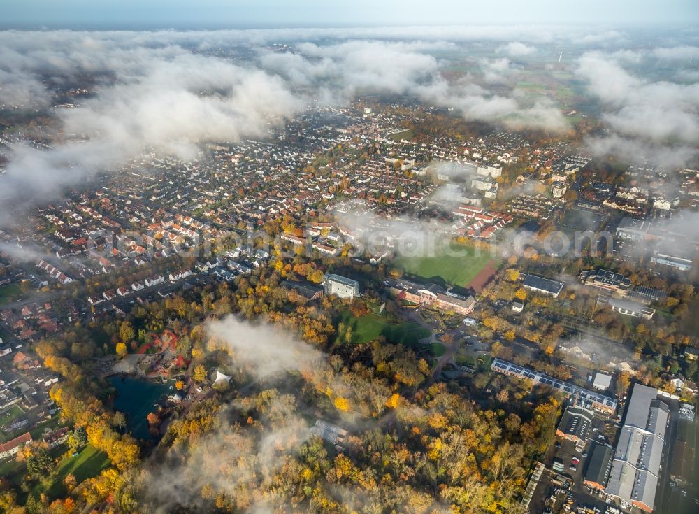 Aerial image Hamm - Weather conditions with cloud formation over the city center in Hamm in the state North Rhine-Westphalia, Germany