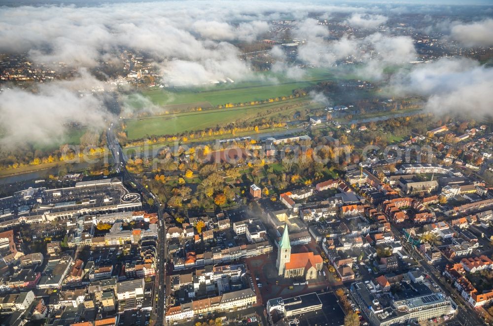 Hamm from the bird's eye view: Weather conditions with cloud formation over the city center in Hamm in the state North Rhine-Westphalia, Germany