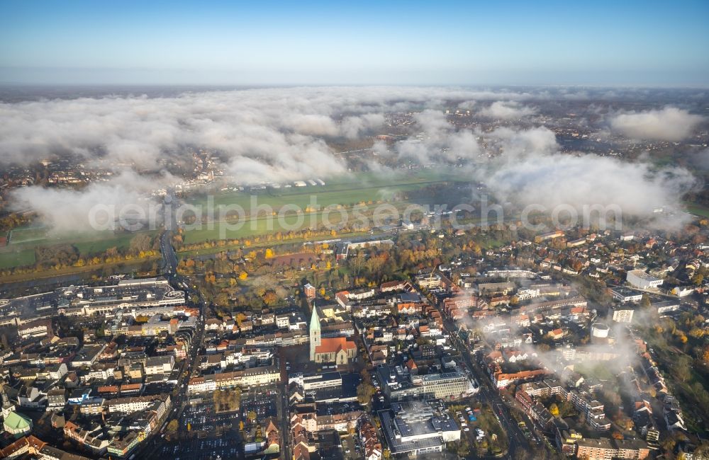 Aerial image Hamm - Weather conditions with cloud formation over the city center in Hamm in the state North Rhine-Westphalia, Germany