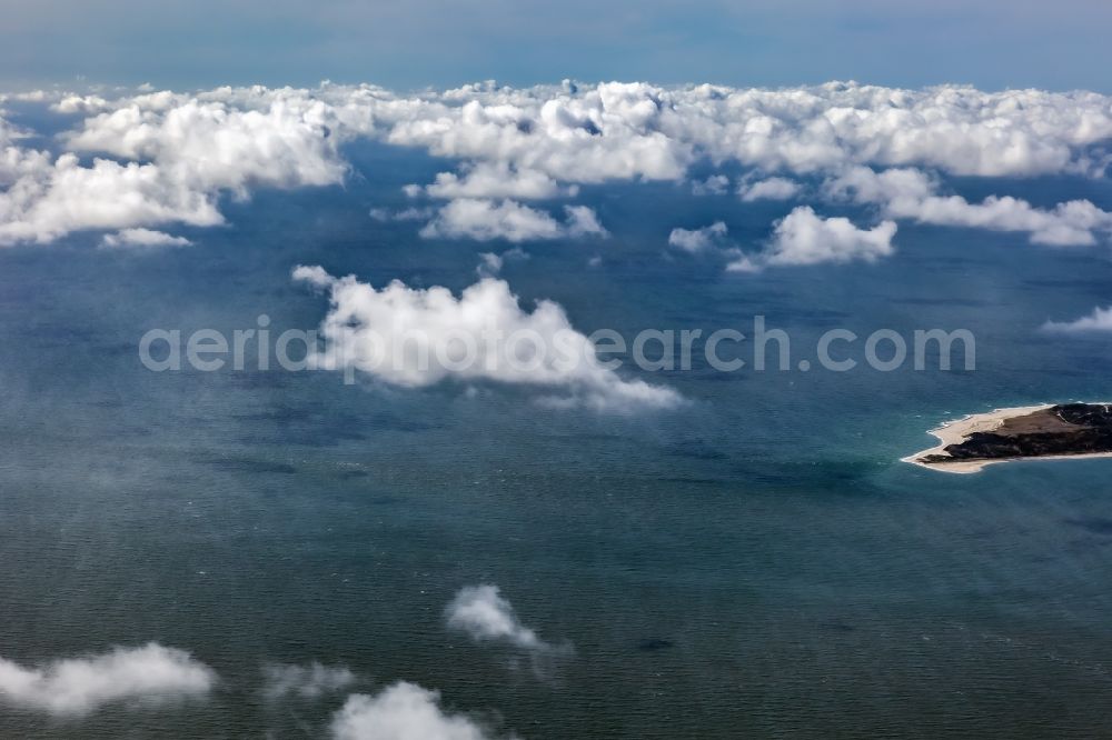 Hörnum (Sylt) from above - Weather conditions with cloud formation over the sea in Hoernum (Sylt) on the island of Sylt in the state Schleswig-Holstein, Germany