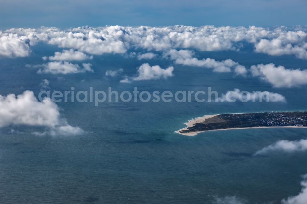 Hörnum (Sylt) from the bird's eye view: Weather conditions with cloud formation over the sea in Hoernum (Sylt) on the island of Sylt in the state Schleswig-Holstein, Germany