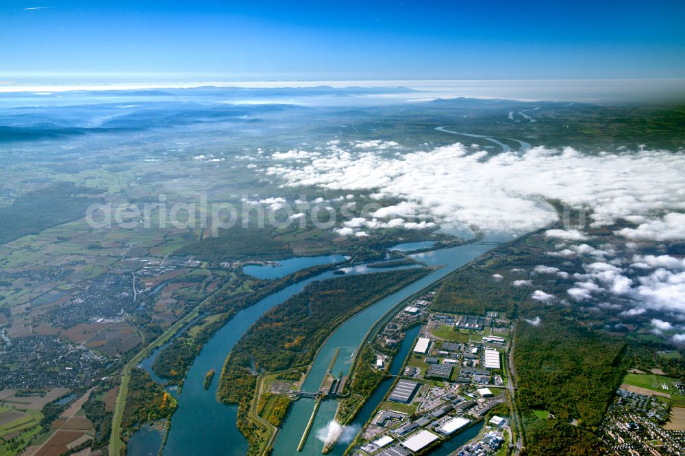 Kehl from above - Weather conditions with cloud formation in Kehl in the state Baden-Wuerttemberg, Germany