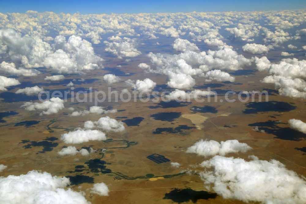 Kimberley from above - Weather conditions with cloud formation over the fields on river Modderivier in Kimberley in Free State, South Africa