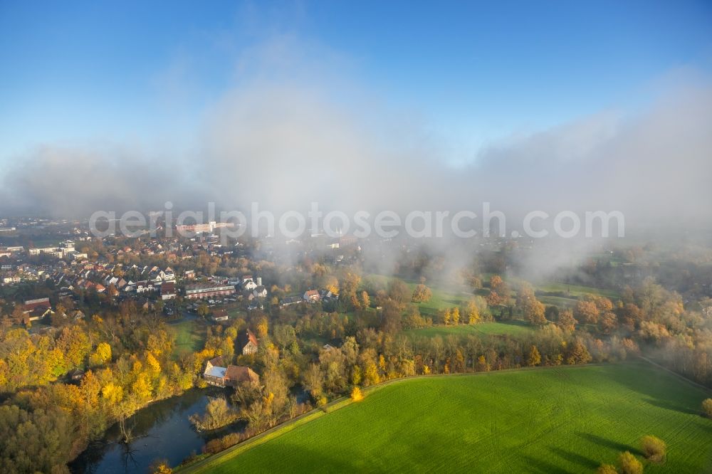 Hamm from the bird's eye view: Weather conditions with cloud formation over the Lippemaeander meadows in Hamm in the state North Rhine-Westphalia, Germany