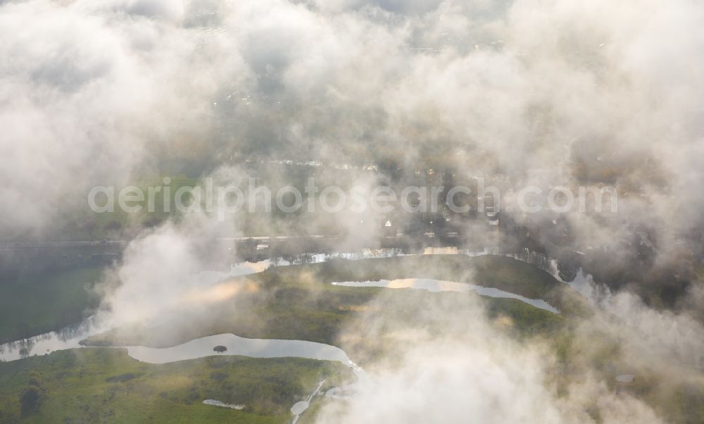 Hamm from the bird's eye view: Weather conditions with cloud formation over the Lippemaeander meadows in Hamm in the state North Rhine-Westphalia, Germany