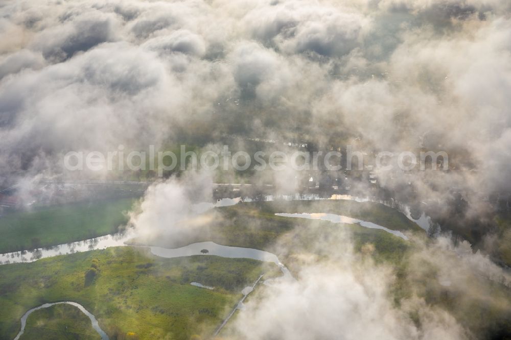 Aerial image Hamm - Weather conditions with cloud formation over the Lippemaeander meadows in Hamm in the state North Rhine-Westphalia, Germany