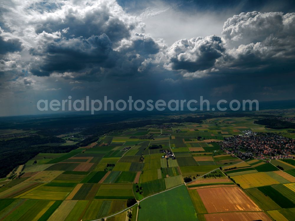 Neustetten from the bird's eye view: Weather conditions with cloud formation in Neustetten in the state Baden-Wuerttemberg, Germany