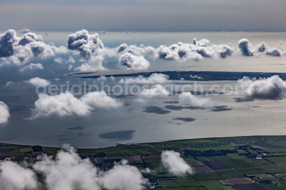 Aerial image Nieblum - Weather conditions with cloud formation ueber dem Wattenmeer in Nieblum island Foehr in the state Schleswig-Holstein, Germany