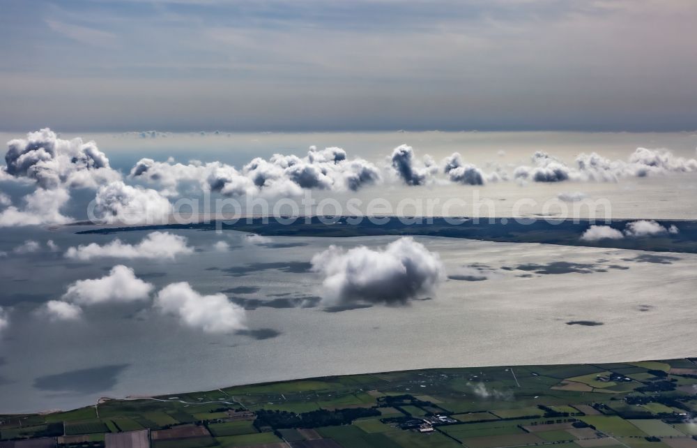 Aerial photograph Nieblum - Weather conditions with cloud formation ueber dem Wattenmeer in Nieblum island Foehr in the state Schleswig-Holstein, Germany